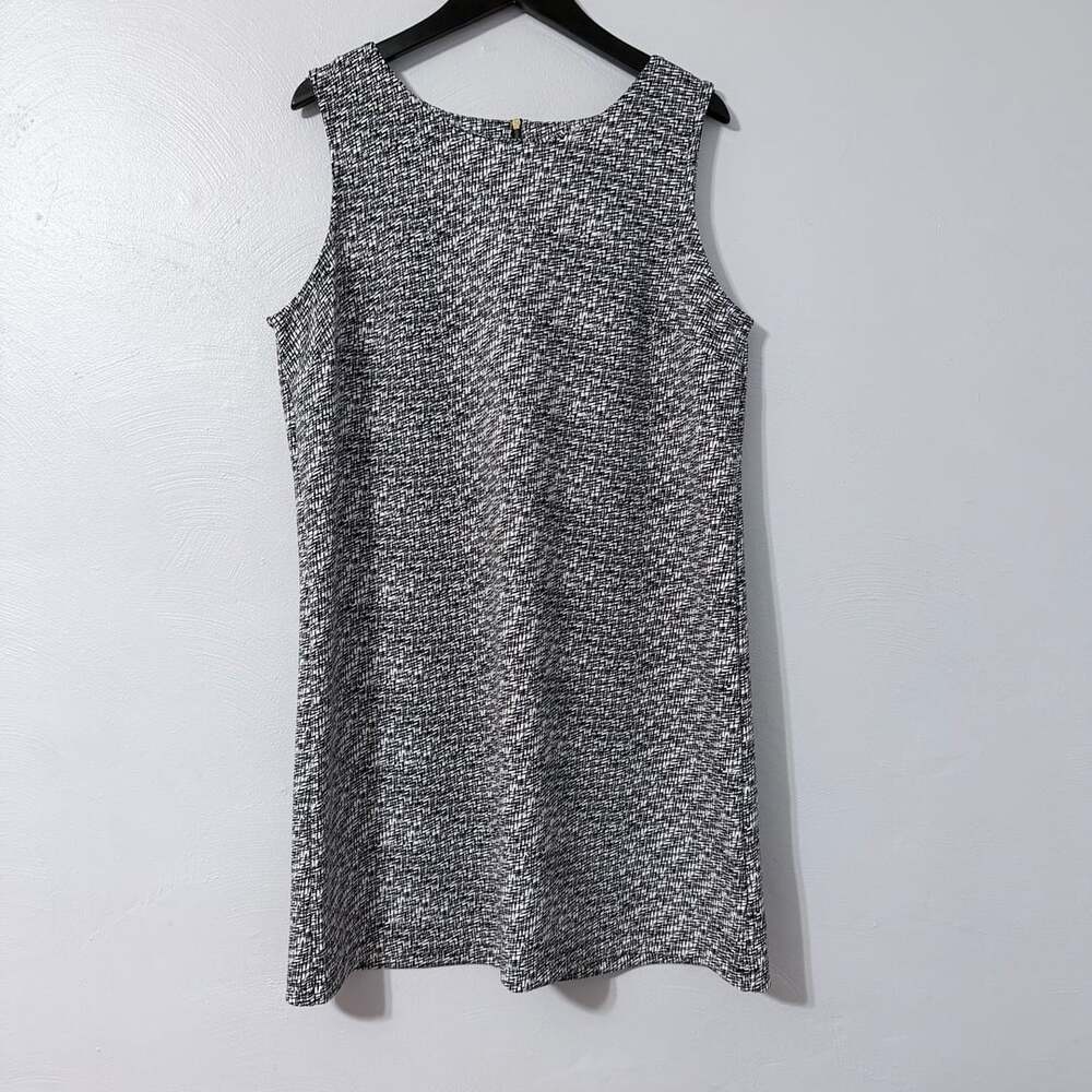 Grayson Black and White Scribble Abstract Print Sleeveless Shift Dress XL